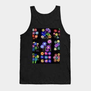 Rainbow Flowers - Black Style Tank Top